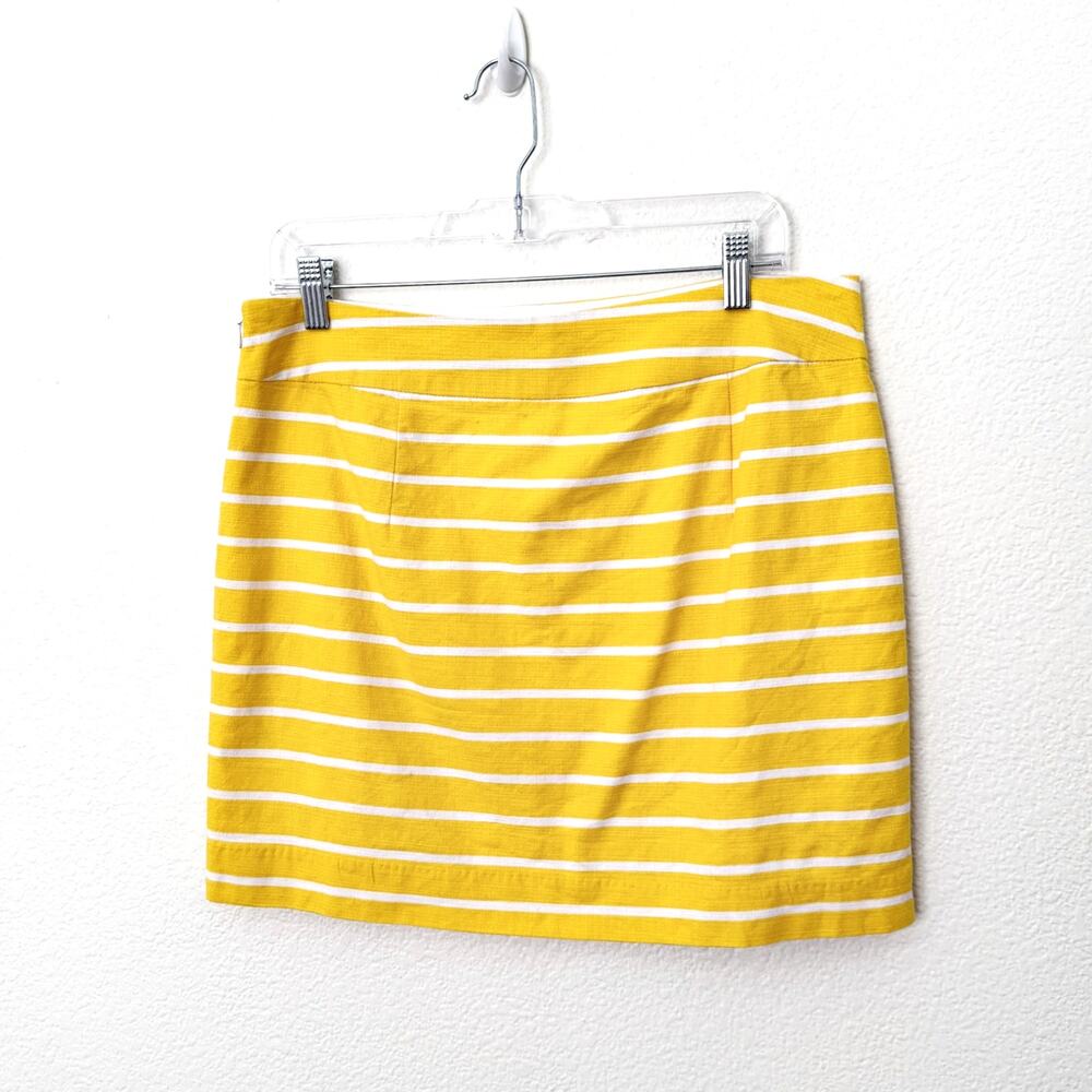[Banana Republic] Yellow White Striped Cotton Mini Skirt Preppy Classic Size 10